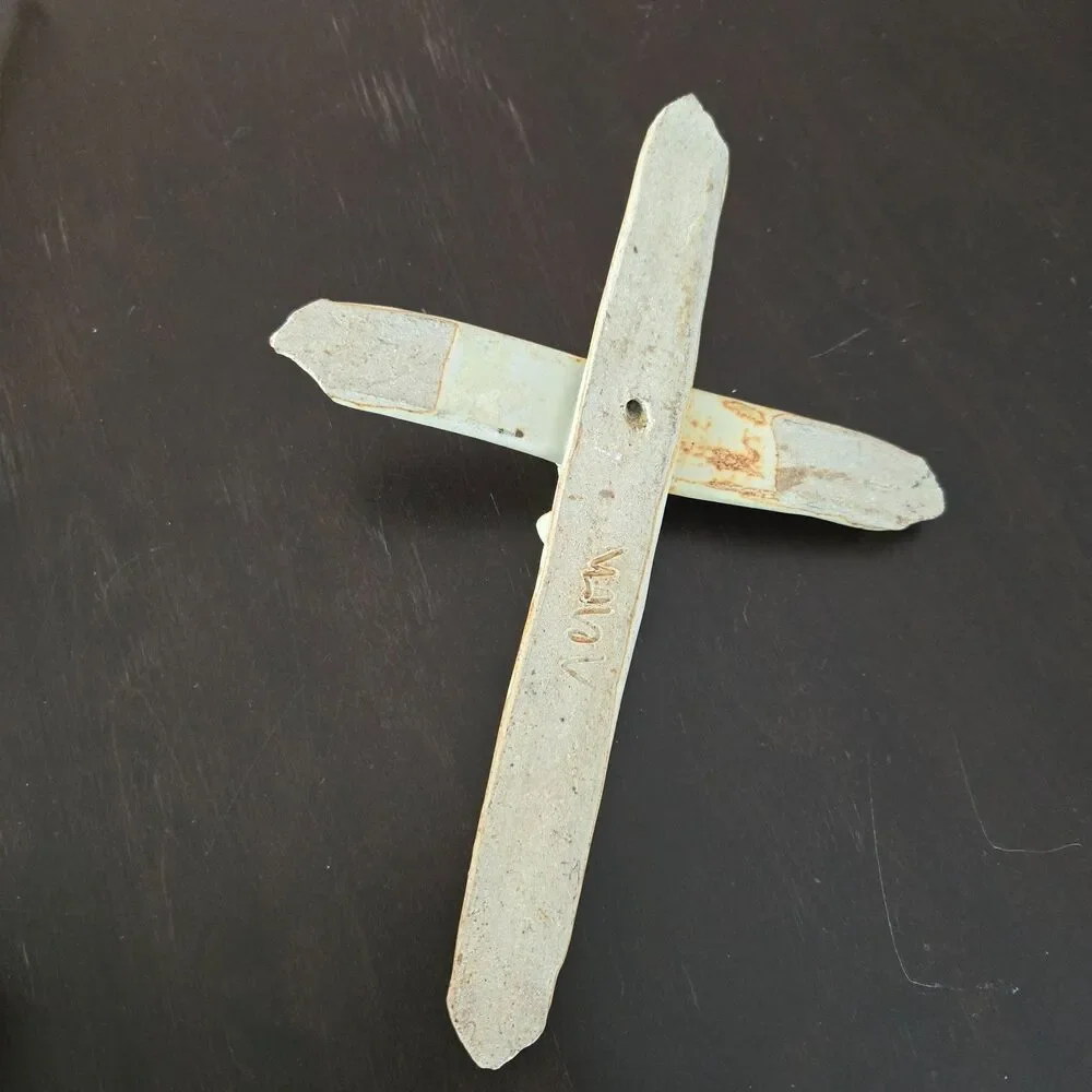 Handcrafted Signed Ceramic Cross folded robes of Christ Religious‎ rustic 10